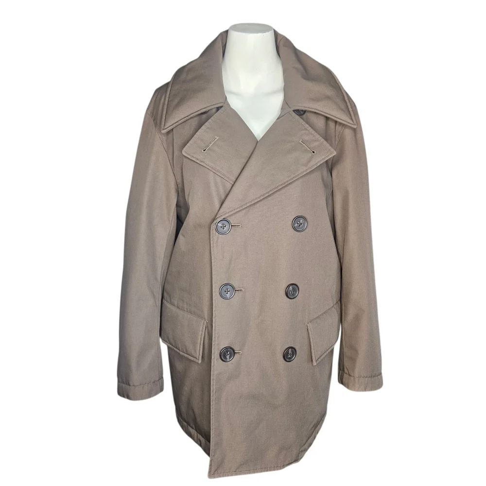 Uniqlo U Warm Padded Oversized Tan Puffer Pea Coat Sz Medium LIKE‎ NEW